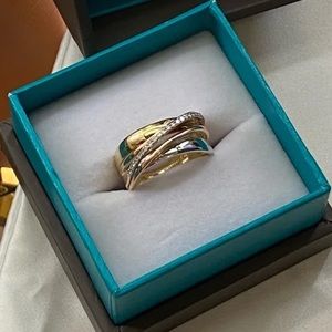 ❌TRADED!!❌ Like New EFFY “Trio” 14K Tri-tone Gold Diamond Ring